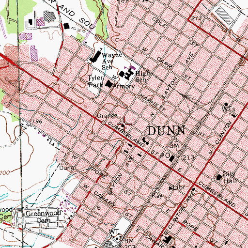Topographic Map of Sacred Heart Catholic Church, NC