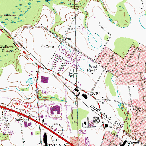 Topographic Map of Westfield Baptist Church, NC