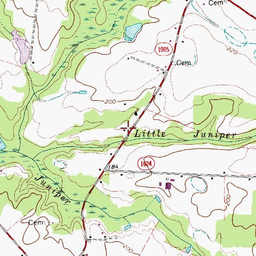 Topographic Map of Oakland School (historical), NC