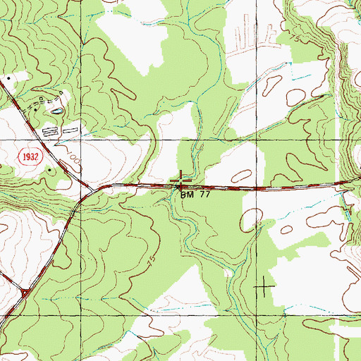 Topographic Map of Reeds Ford Bridge, NC