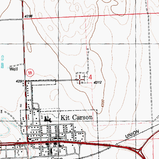 Topographic Map of Kit Carson Cemetery, CO