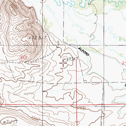 Topographic Map of Five Slash Fifty-Three Knoll, WY