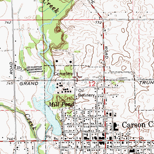Topographic Map of Saint Marys Cemetery, MI