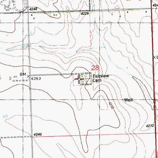 Topographic Map of Fairview Cemetery, CO