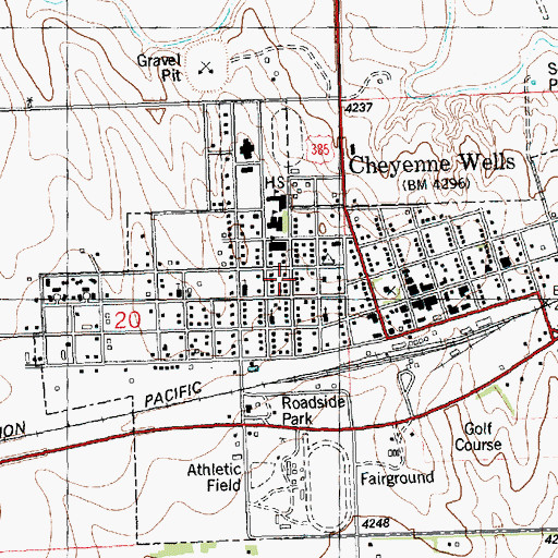 Topographic Map of Cheyenne Wells, CO