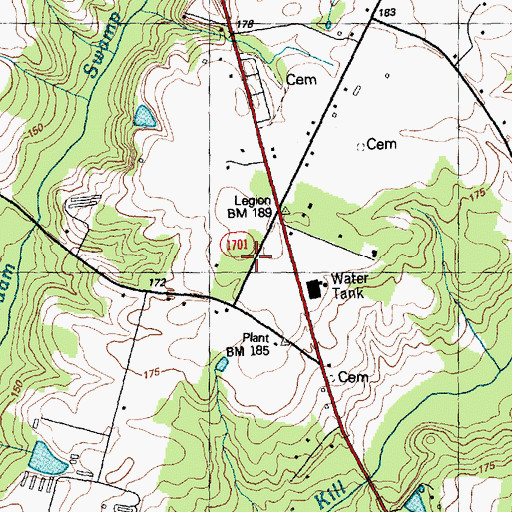 Topographic Map of Beaverdam Church (historical), NC
