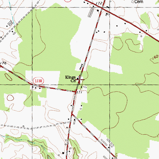 Topographic Map of Kings School (historical), NC