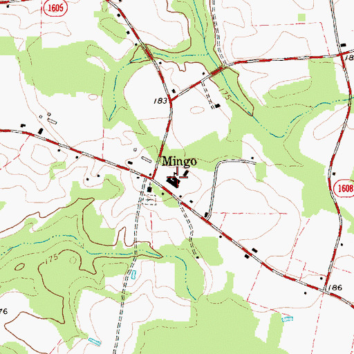 Topographic Map of Mingo School, NC
