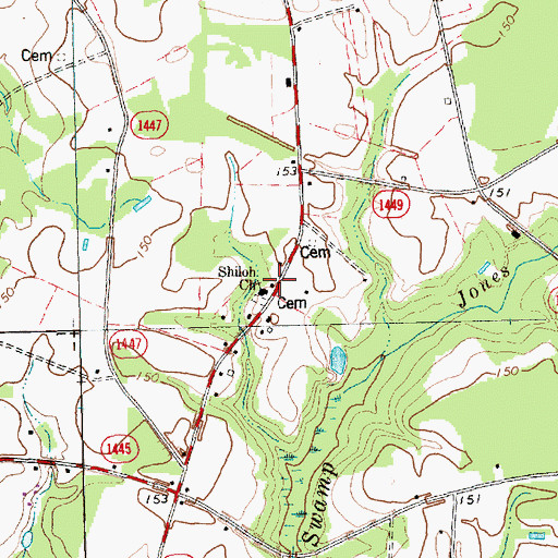 Topographic Map of Shiloh School (historical), NC
