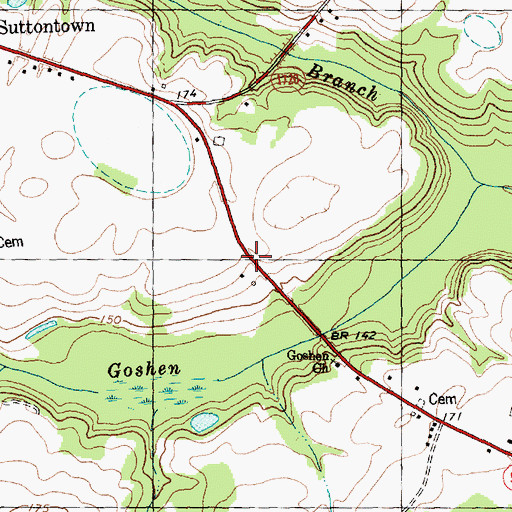 Topographic Map of Suttons Store (historical), NC