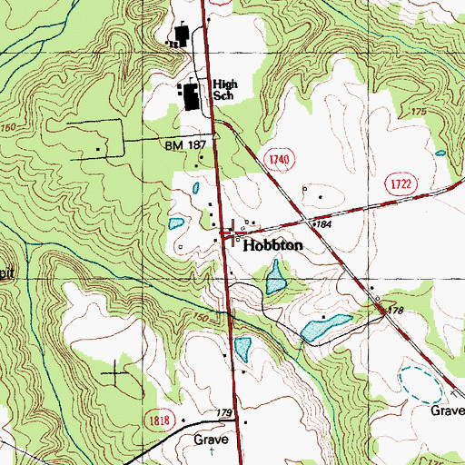Topographic Map of Troublefields Store (historical), NC