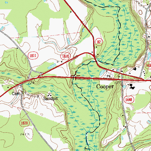 Topographic Map of Grahams Bridge, NC