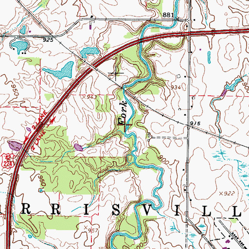 Topographic Map of Hidden Hollow County Park, OH