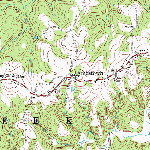 Topographic Map of Amostown School (historical), NC