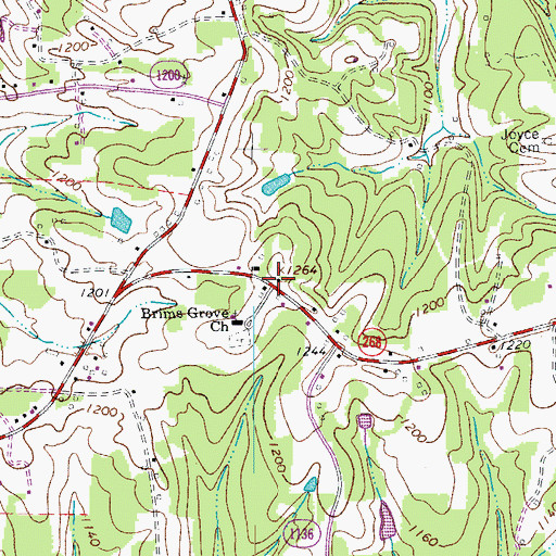Topographic Map of Brims Grove, NC
