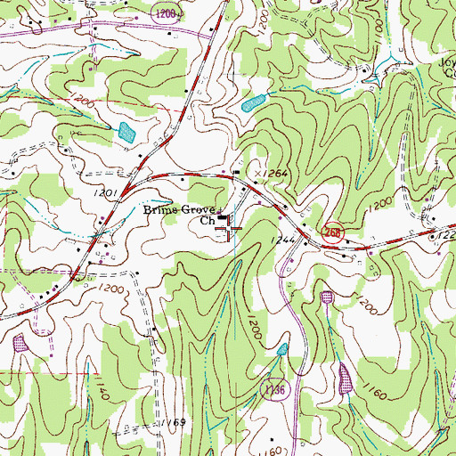 Topographic Map of Brims Grove Cemetery, NC