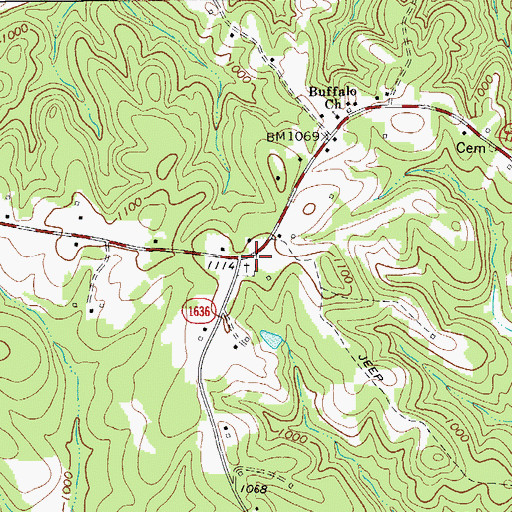 Topographic Map of Buffalo Cemetery, NC