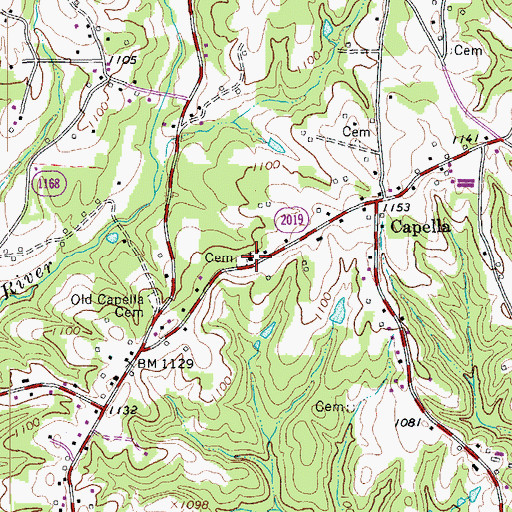 Topographic Map of Capella Church of Christ, NC
