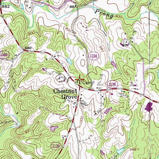 Topographic Map of Chestnut Grove United Methodist Church, NC