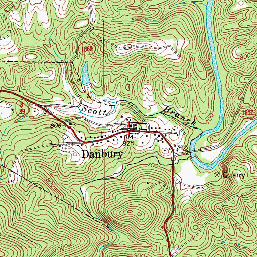 Topographic Map of Danbury Historic District, NC