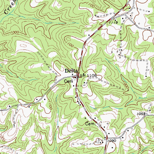 Topographic Map of Delta United Methodist Church, NC