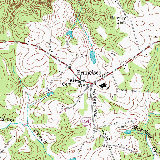 Topographic Map of Francisco Presbyterian Church, NC