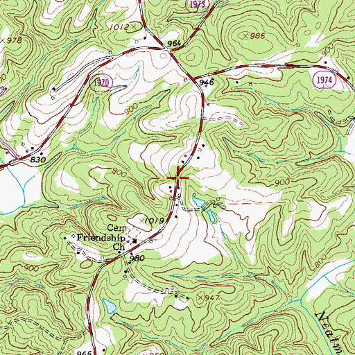 Topographic Map of Friendship, NC