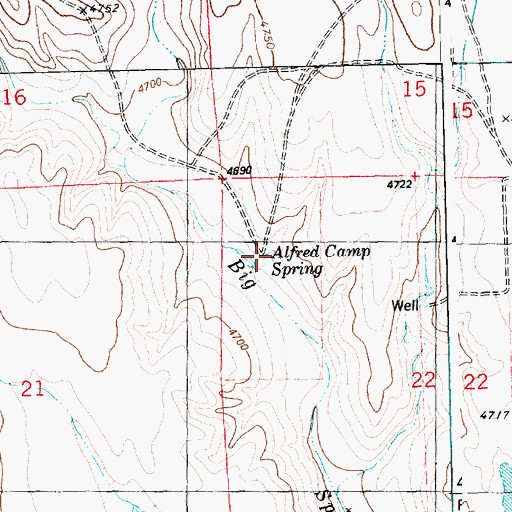 Topographic Map of Alfred Camp Spring, CO