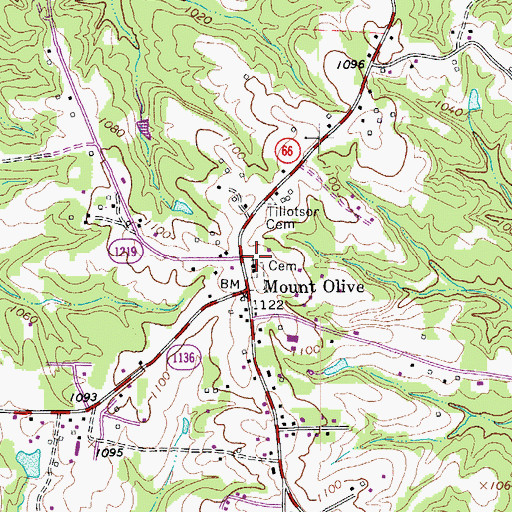 Topographic Map of Mount Olive Church, NC