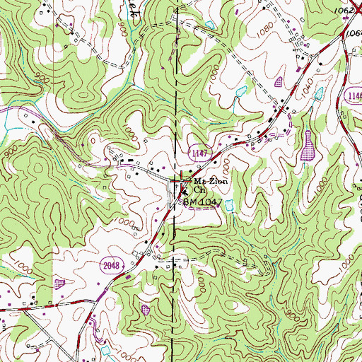 Topographic Map of Mount Zion Cemetery, NC