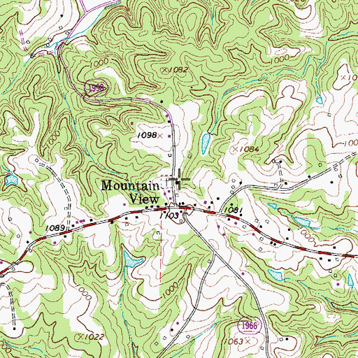 Topographic Map of Mountain View Baptist Church, NC