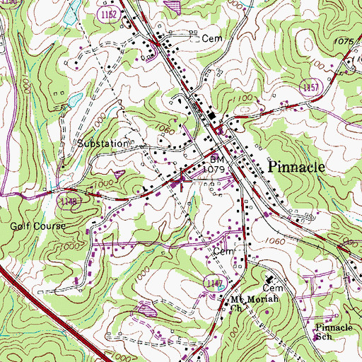 Topographic Map of Pinnacle High School, NC