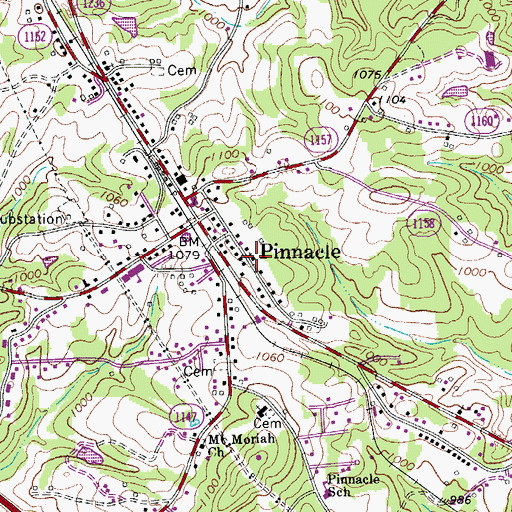Topographic Map of Pinnacle United Methodist Church, NC