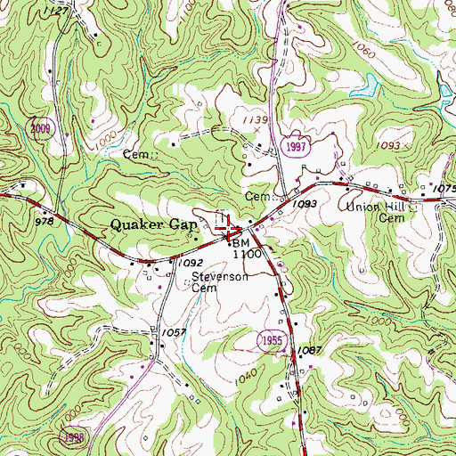 Topographic Map of Quaker Gap Missionary Baptist Church, NC