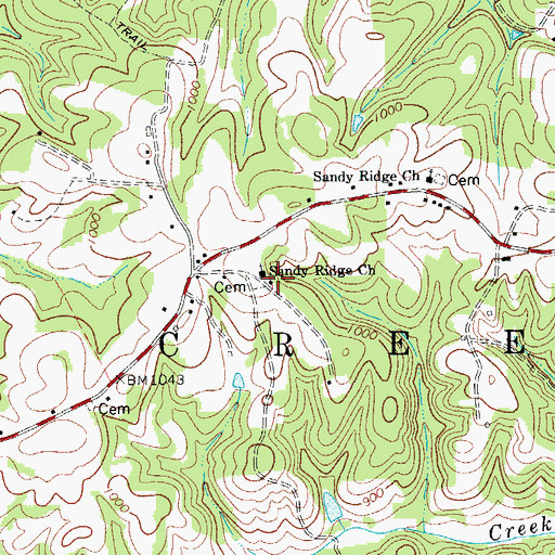 Topographic Map of Sandy Ridge School (historical), NC