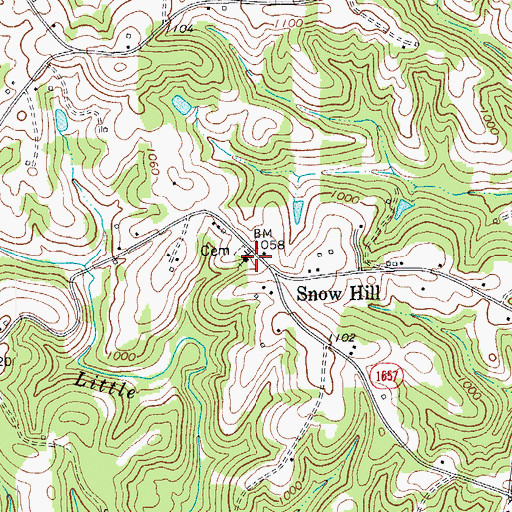 Topographic Map of Snow Hill United Methodist Church, NC