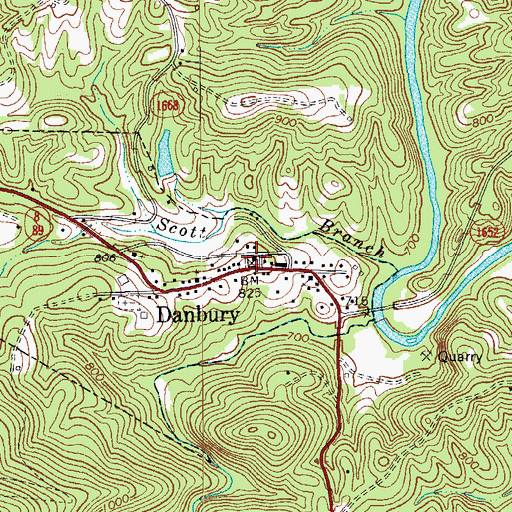 Topographic Map of Stokes County Courthouse, NC