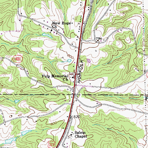 Topographic Map of Fulp Cemetery, NC