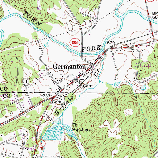 Topographic Map of Germanton United Methodist Church, NC