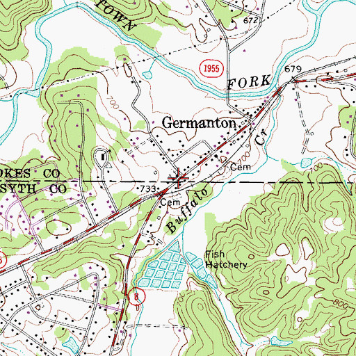 Topographic Map of Germantown Baptist Church, NC
