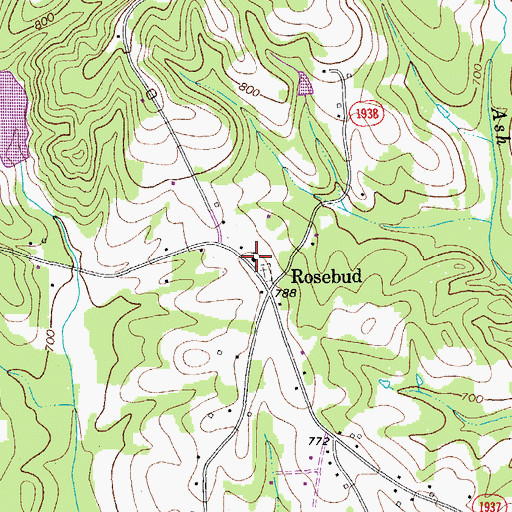 Topographic Map of Rosebud Christian Church, NC