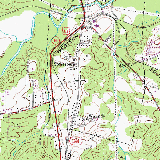 Topographic Map of Stokesburg, NC
