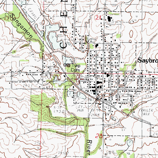 Topographic Map of Township Cemetery, IL