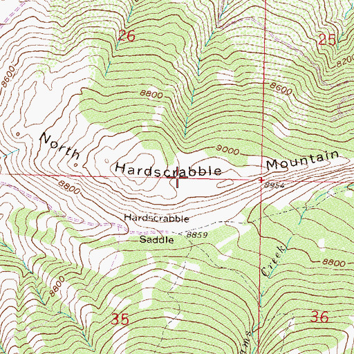 Topographic Map of Hardscrabble Saddle, CO