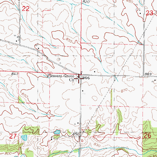Topographic Map of Pleasant Grove Cemetery, IL