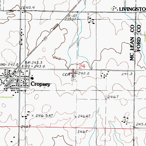 Topographic Map of Cropsey Cemetery, IL