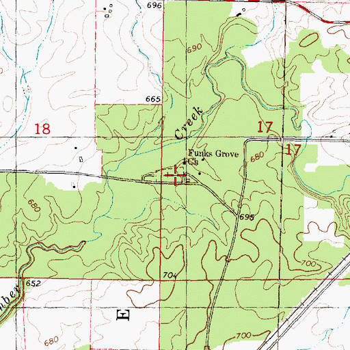 Topographic Map of Funks Grove Cemetery, IL
