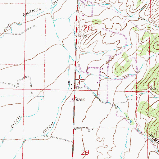 Topographic Map of Hardscrabble Gulch, CO