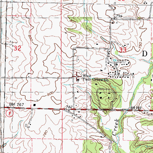 Topographic Map of West Twin Grove Cemetery, IL