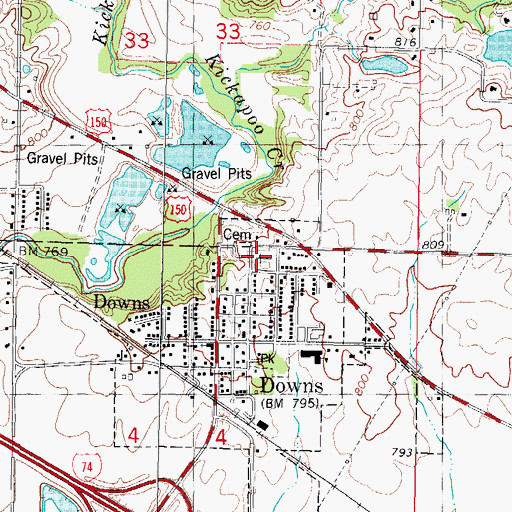 Topographic Map of Hopewell Cemetery, IL